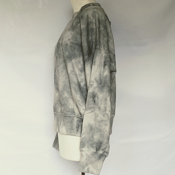 Hudson Sweatshirt Cutout Back Crew Long Sleeve 100% Cotton Grey Ice Dye M NWT - Picture 6 of 12